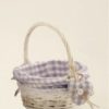 Cesta tonda con manico fodera viola piccola