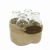 Set 3 bottiglie con cestino tela