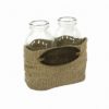 Set 2 bottiglie con cestino tela