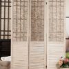 Paravento 3 ante in legno + juta