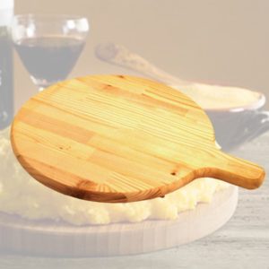 Tagliere rotondo in legno con manico