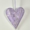 Decorazione cuore stoffa pizzo lilla