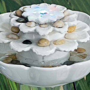 Fontana fiore ceramica bianca con led