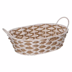 Cesta carta intreccio naturale bianco ovale