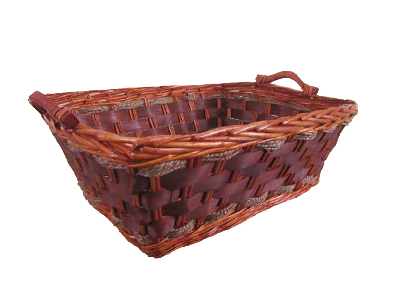 Red Hamper W052 Cesto Per Legna In Vimini - Grande, Marrone - Cesto Rotondo Con Fodera In Iuta, Artigianale E Sostenibile