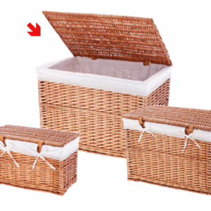 Cesto rettangolare in salice Lauer con interno in tessuto