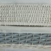 Scatola Vimini Bianco Fascia Blu Fodera Bianca Rett. Cm45X31H19