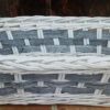 Cesta Vimini Bianco Fascia Grigio Rettangolare Grande
