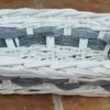 Cesta Vimini Bianco Fascia Grigio Rettangolare Cm30X24H9