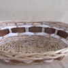 Cesta Vimini Sbiancata Sfoglia Bianco E Marrone Ovale Cm40X30H11