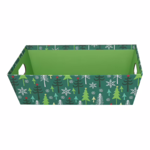 Cesta cartone alberi verde rettangolare cm31x22h9 6 pz