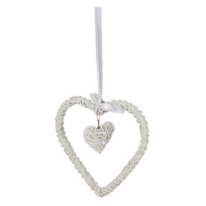 Decorazione Cuore Vimini Intrecciato Doppio