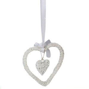 Decorazione Cuore Vimini Intrecciato Doppio