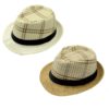 Cappello In Fibra Naturale Fantasia Scozzese Con Fascia