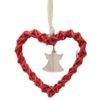 Decorazione cuore in vimini rosso con angelo
