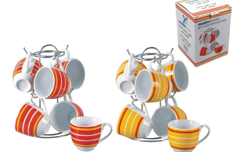Set 6 tazzine da caffè più supporto