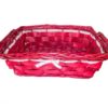 Cesta vimini rosso nastro bianco rosso rettangolare cm46x37h15