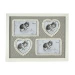 Portafoto Da Tavolo Tissu Grigio Cornice Bianca 4p