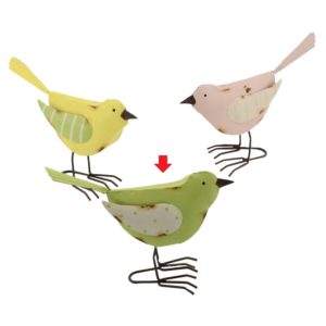 Decorazione Uccello Metallo Righe E Pois 3 Colori