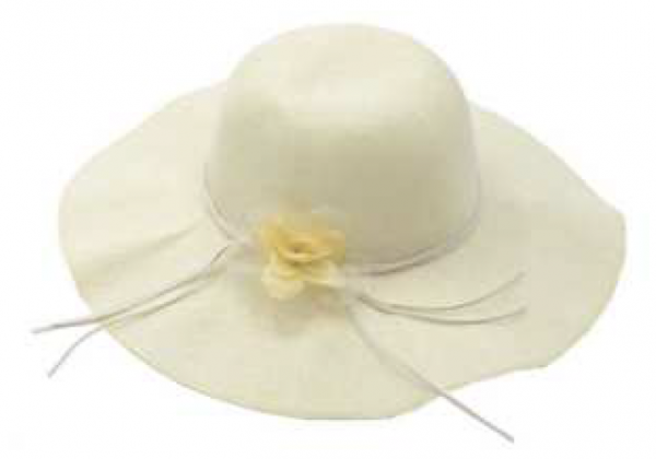 Cappello per donna bianco decorato con fiore