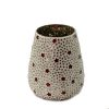 Portacandele In Metallo Bianco Con Stelline Rosse Grande