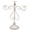 Portacandele In Metallo Candelabro Crema 3 Posti
