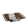 Cesta In Vimini Color Noce E Bianco Rettangolare Grande