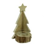 Portacandele In Legno Forma Albero 1 Posto