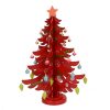 Decorazione Albero In Legno Color Rosso Con Decori