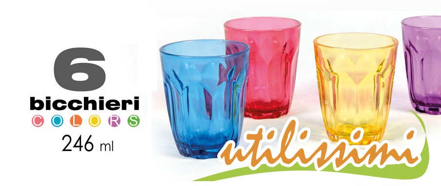 Set 6 Bicchieri In Vetro Colorato Modello Tod - Ferrini Gift