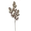Decorazione Glitter Ramo Con Foglie Color Champagne