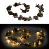 Tralcio Natalizio Con Micro LED Decorato Con Stelle Pigne E Bacche Rosse