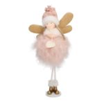 Decorazione Angelo In Tessuto Color Rosa Ed Oro