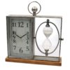 Orologio In Metallo Rettangolare Con Clessidra E Base In Legno