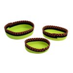 Cestina Ovale Bicolore In Tessuto Verde E Arancione