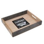 Vassoio Rettangolare In Legno E Ardesia Linea Teia