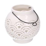 Lanterna Rotonda In Ceramica Bianca Traforata