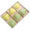 Set 6 Decorazioni Cuore Metallo Giallo E Verde