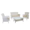 Salotto Linea Amalia In Polyrattan Color Bianco Con Cuscini
