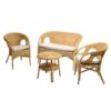 Salotto mandolino miele 4 pezzi con cuscini