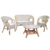 Salotto lucrezia 4pz rattan sbiancato