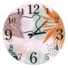 Orologio vetro foglie beige tondo