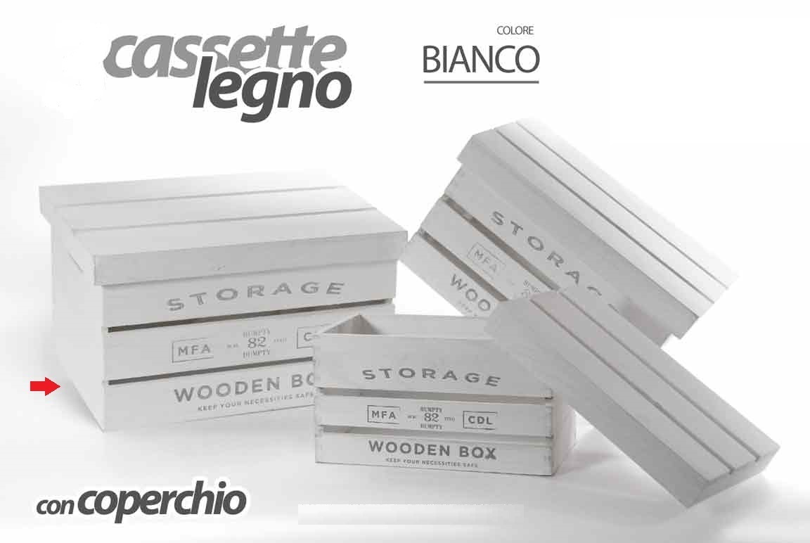 Cassetta Bianca In Legno Con Coperchio Linea Storage Grande