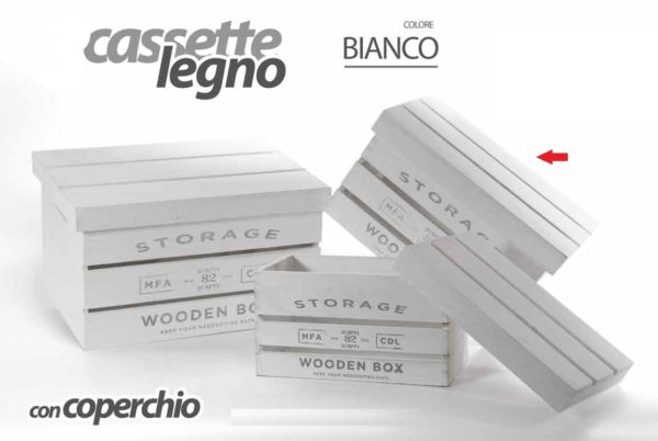Cassetta Bianca In Legno Con Coperchio Linea Storage Media
