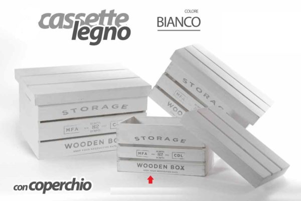 Cassetta Bianca In Legno Con Coperchio Linea Storage Piccola