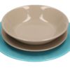 Servito Di Piatti In Ceramica 18 pz Turchese E Tortora