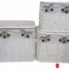Baule Medio In Rattan Bianco Con Decoro Fiori Linea Alessio