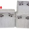 Baule Grande In Rattan Bianco Con Decoro Fiori Linea Alessio