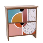 Portatutto In Legno Con 2 Cassetti Multicolor
