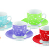 Set 6 Tazzine Colorate Per Caffè Con Piattino